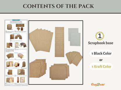 CrafTreat Scrapbook Blanks - Livret en accordéon à charnière - Noir