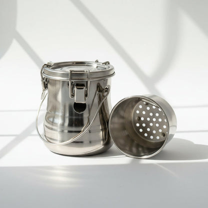 Stainless Brush Washer With Air-Tight Lid With Removable Screen