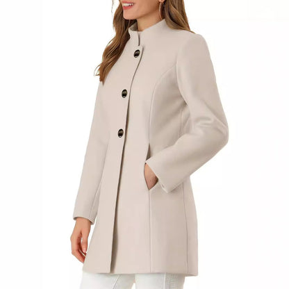 Women’s Solid Color Winter Coat – Casual Warm Long Sleeve Autumn & Winter Jacket