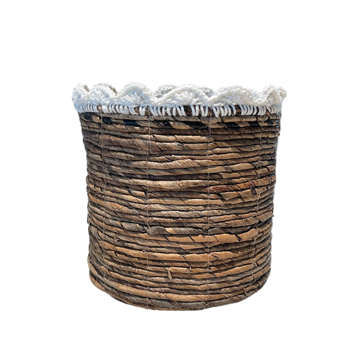 Panier de jardinière à volants en feuille de bananier et macramé