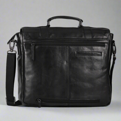 MET Premium Leather Laptop Bag. Messenger Briefcase with Detachable Shoulder Strap
