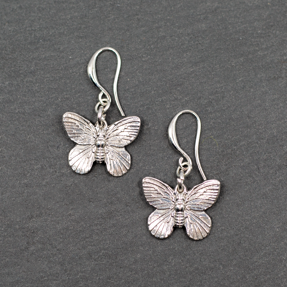 Butterfly Charm Earrings in Silver Plate