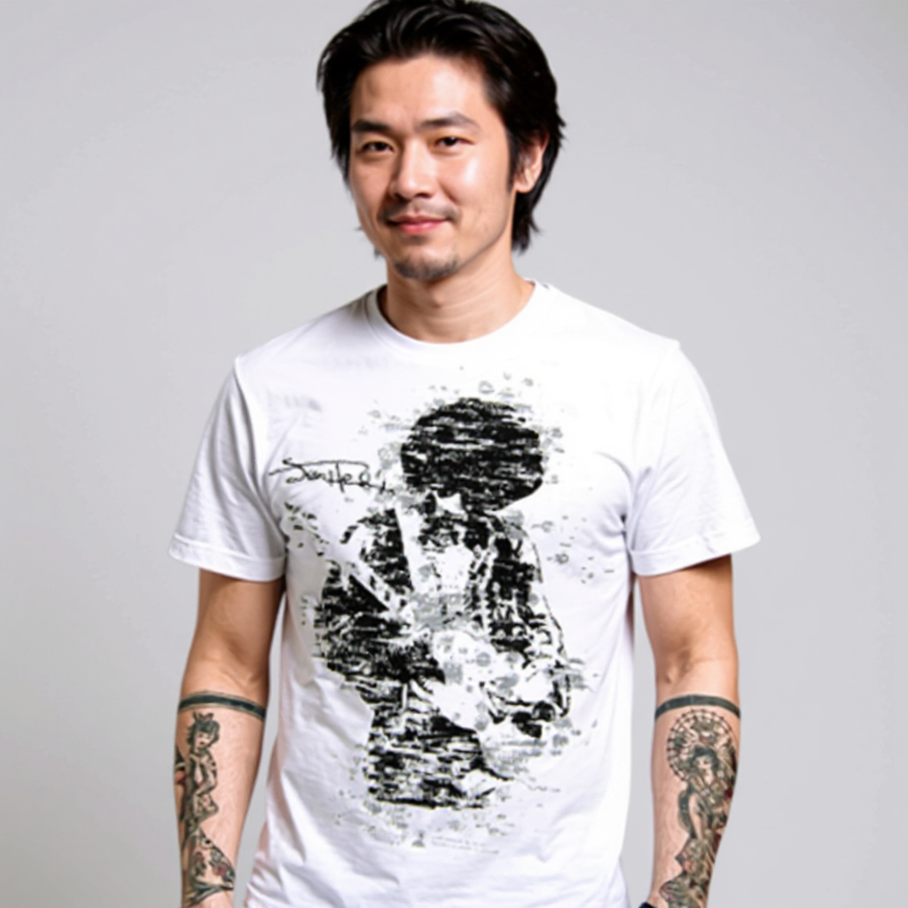 T-shirt blanc Topographie Jimi Hendrix