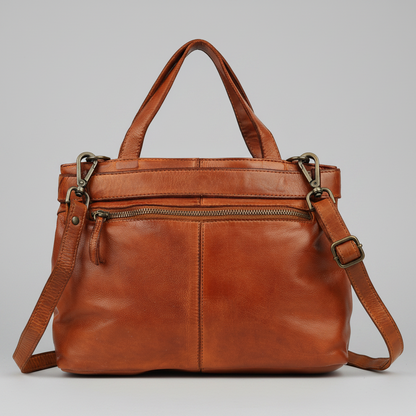 MET Premium Leather Shoulder Bag. Elegant Multi-Compartment Handbag