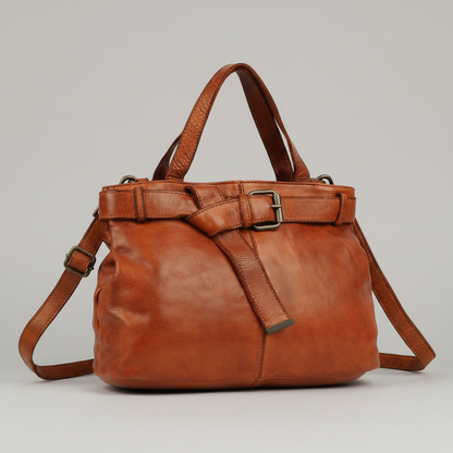 MET Premium Leather Shoulder Bag. Elegant Multi-Compartment Handbag