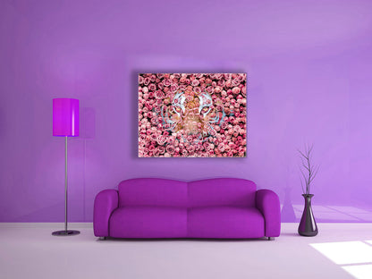 Tigre dans la rose - Impressions sur toile d'animaux sauvages - Art animalier - Vernis doré