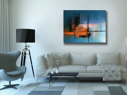 Art mural - Nuances de bleu abstrait - Toile d'art - Vernis RVB #4836-105