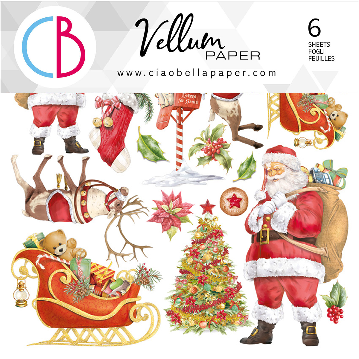 Ciao Bella Vélin Cher Père Noël Découpes 15,2x15,2cm 6/Paq