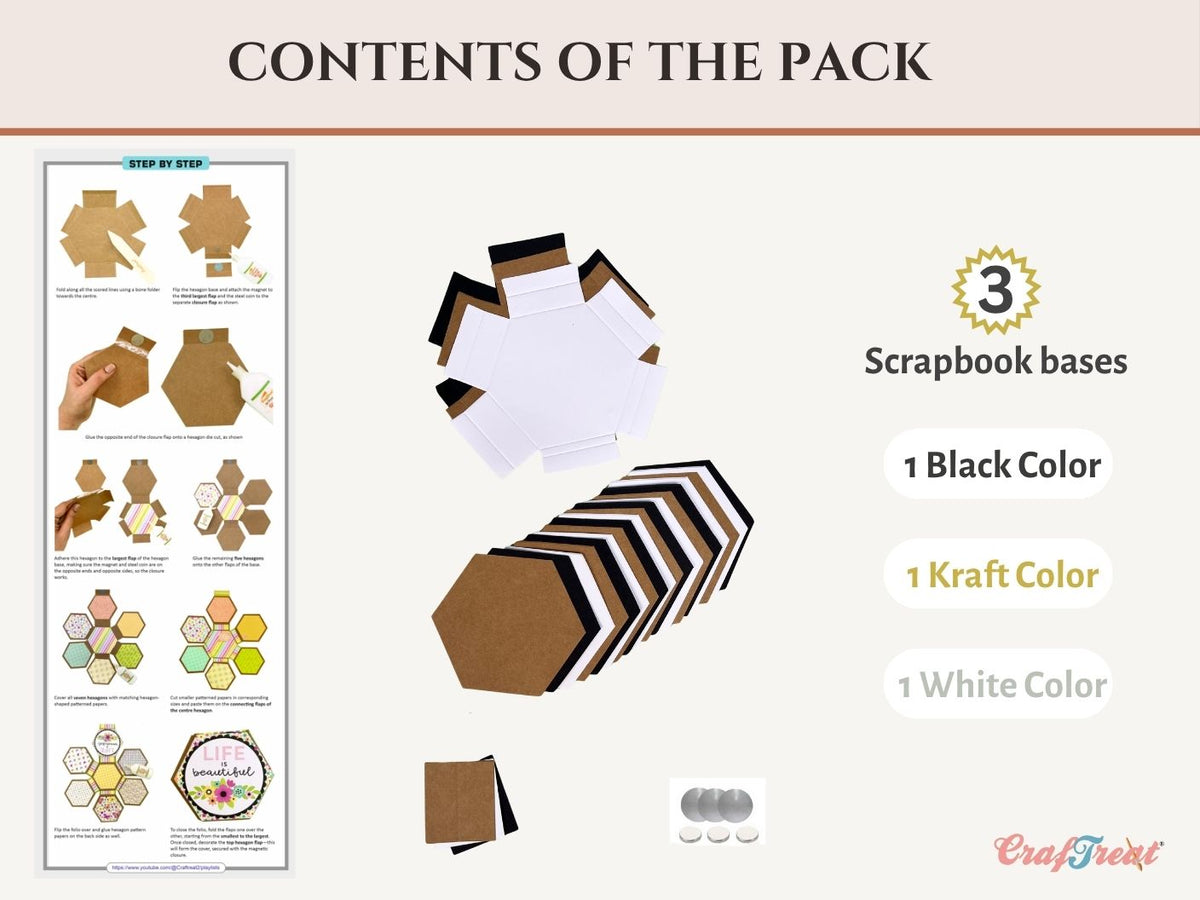 Craftreat Scrapbook - Folio Vierge Pliable Hexagonal