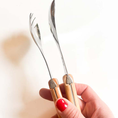 Laguiole ® Salad Server Set, Olive wood Handle