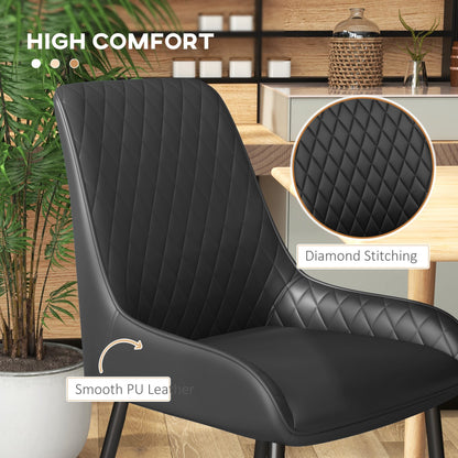 Blake Vegan Leather Modern Dining Chairs with Diamond Tufting-Set of 4-Black