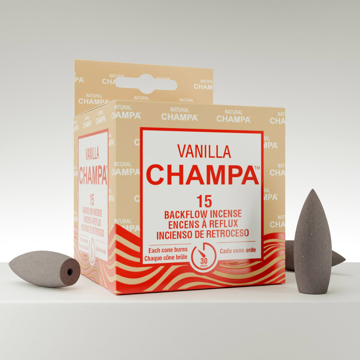 Cônes d'encens à refoulement Vanille Champa