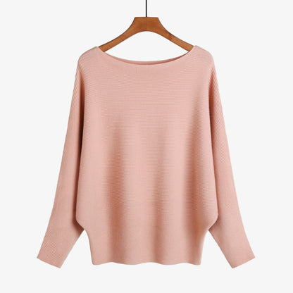 Women’s Halter Neck Batwing Knit Pullover Top – Stretchy Relaxed-Fit Casual Sweater