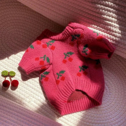 Cherry Darling Dog Sweater | Cozy Everyday Dog Clothing