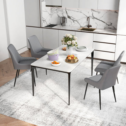 Blake Vegan Leather Modern Dining Chairs with Diamond Tufting-Set of 4-Grey
