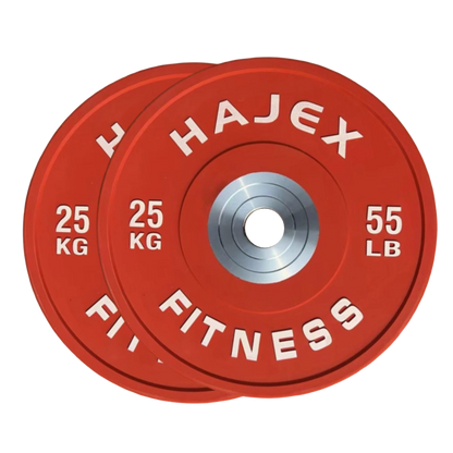 Plaques de pare-chocs HAJEX Olympic Competition Steel Hub colorées - 15, 25, 35, 45, 55 LB