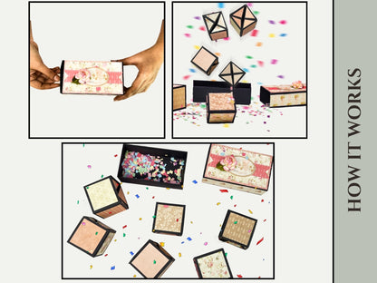CrafTreat Blocs de Scrapbooking vierges - Boîte Explosion Cubes Pop-up - Noir et Kraft