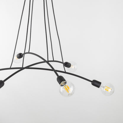 HELIX Black Minimalist 6-Light Pendant for Dining Room & Open Spaces (Clearance)