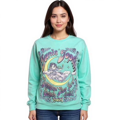 Haut en molleton oversize Janis Joplin Moon Crew (menthe)