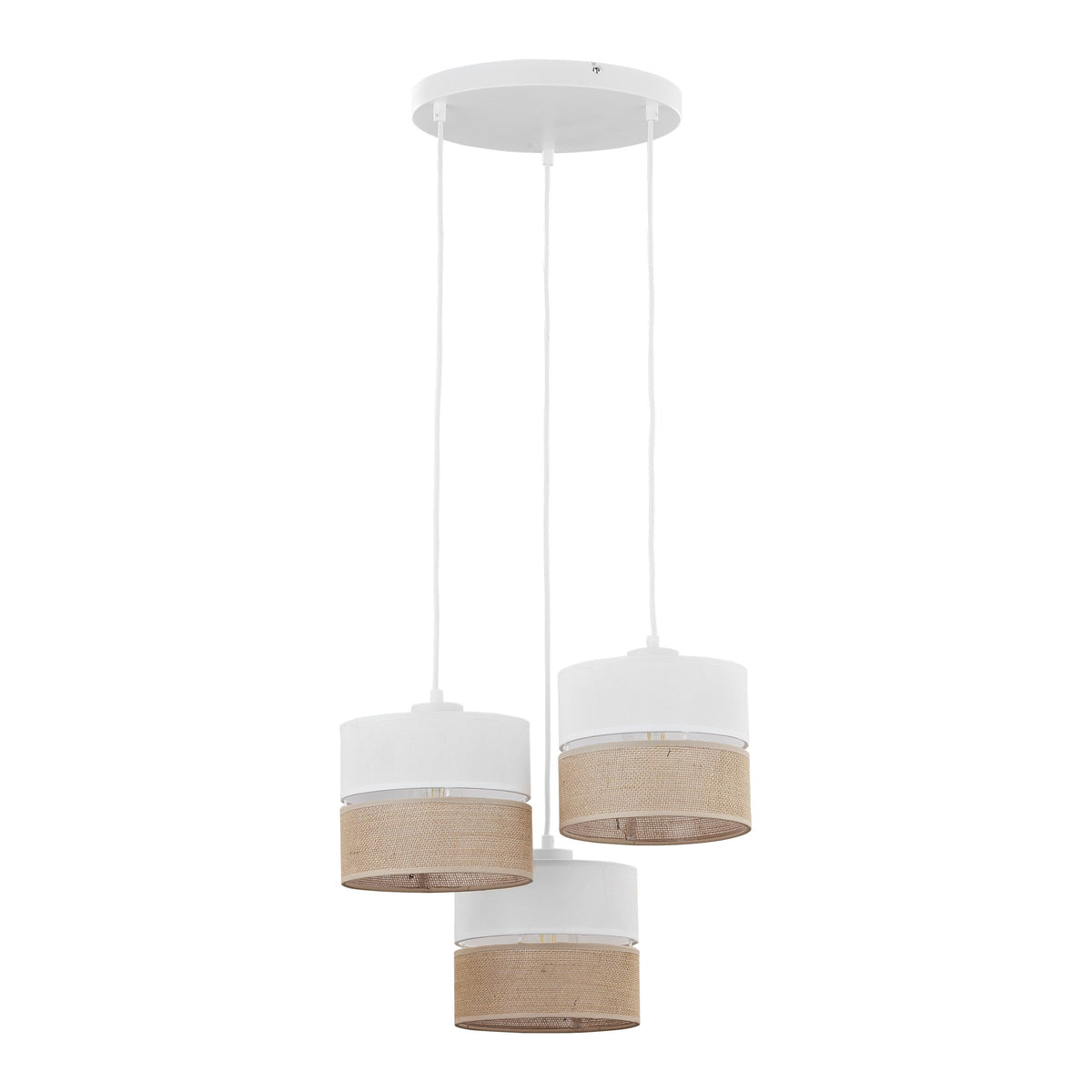 LINOBIANCO Suspension luminaire tressée naturelle pour îlot de cuisine, salle à manger et salon (3 lumières)