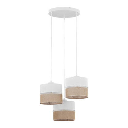 LINOBIANCO Suspension luminaire tressée naturelle pour îlot de cuisine, salle à manger et salon (3 lumières)