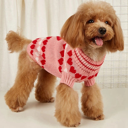 Pull tricoté pour chien | Pull pour chien Cœur d'amour