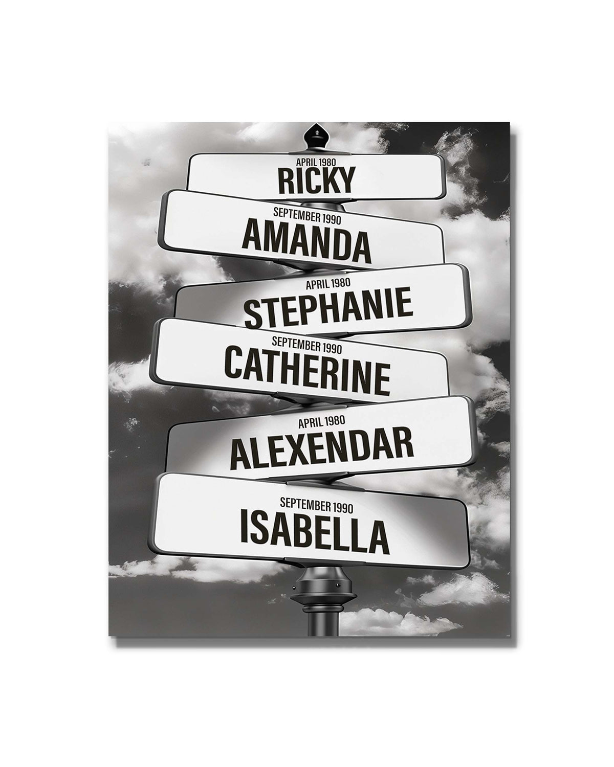 Toile personnalisée de 36 x 24 pouces avec 6 noms de famille