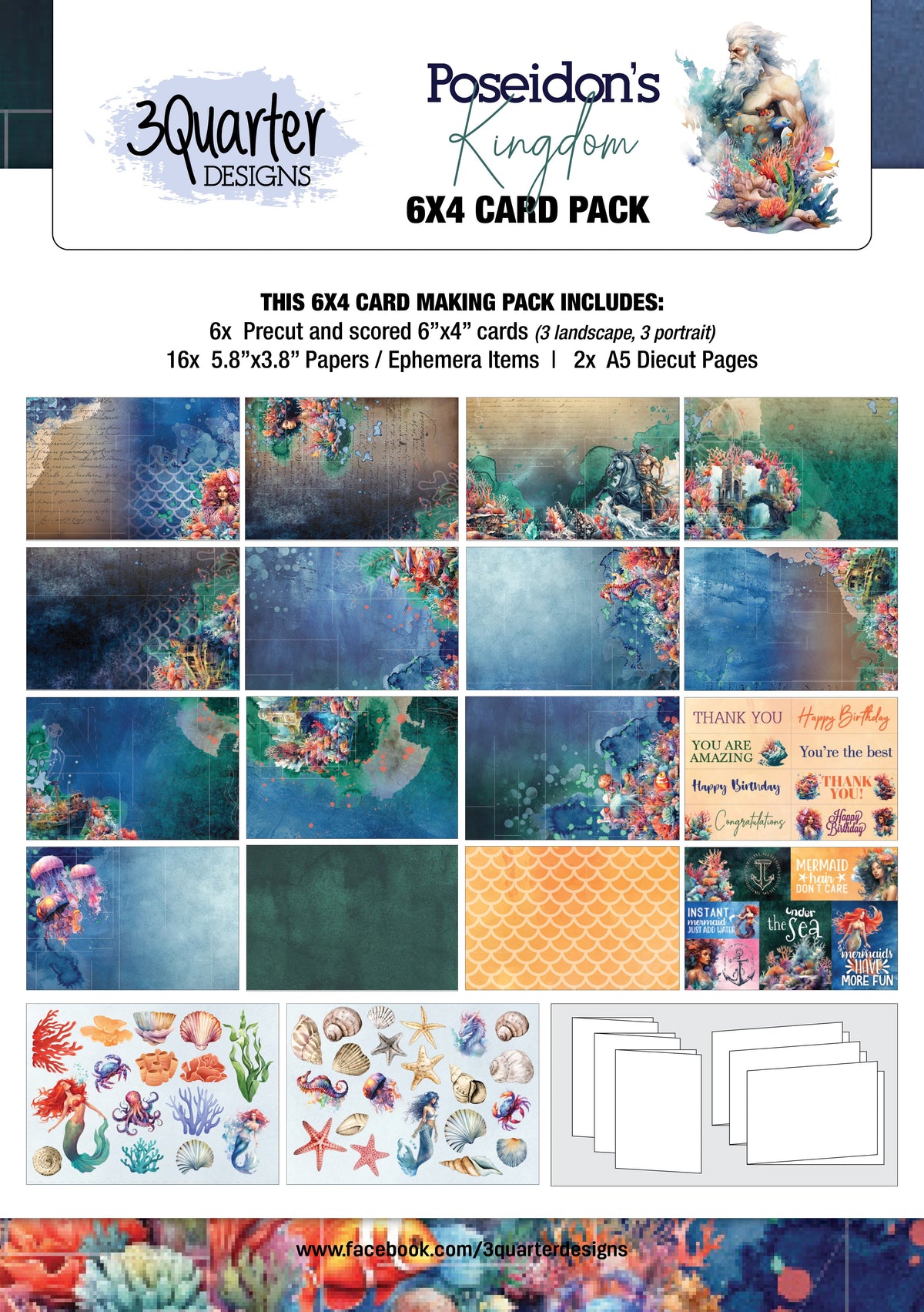3Quarter Designs Royaume de Poséidon Pack de Cartes 6x4
