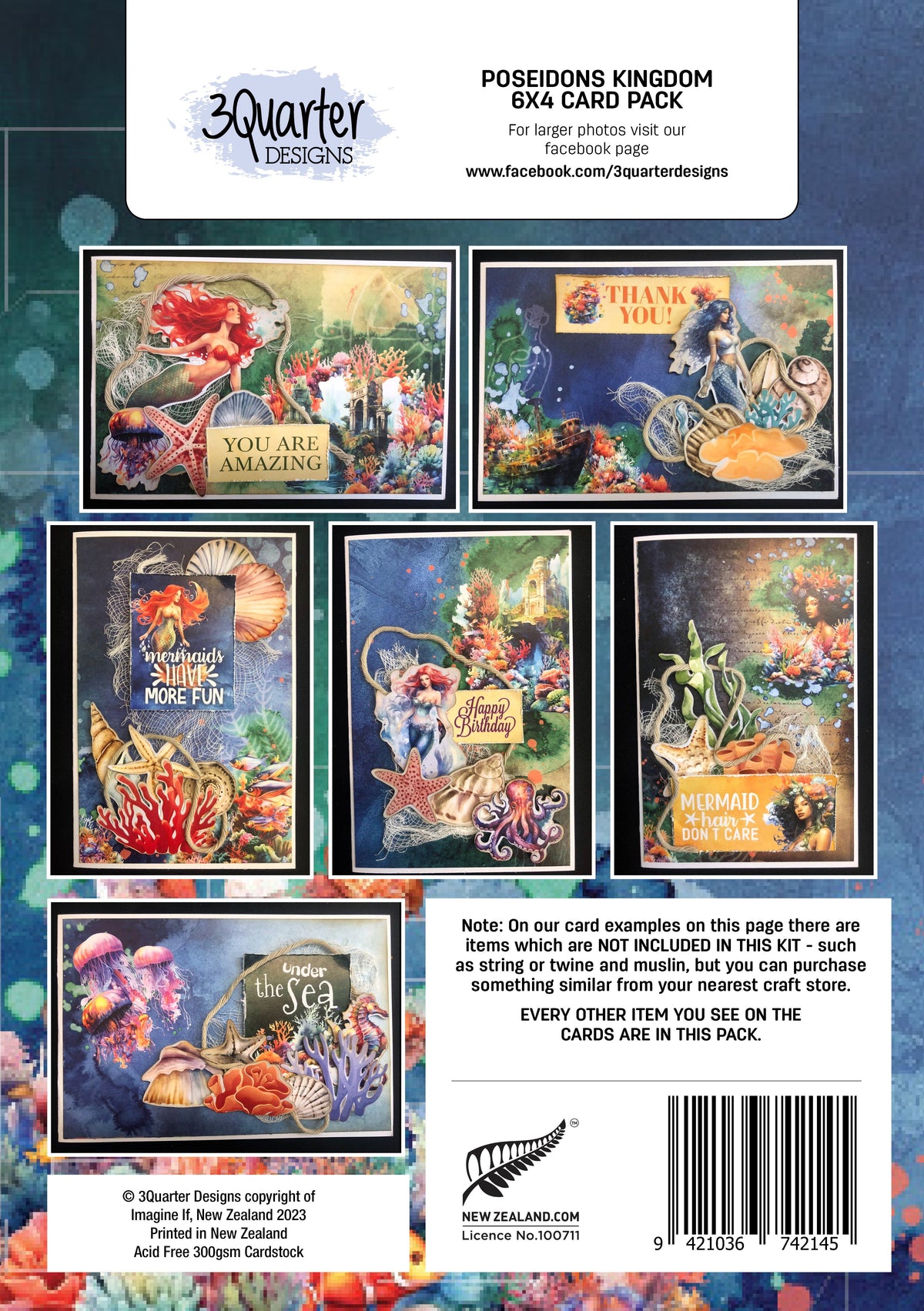 3Quarter Designs Royaume de Poséidon Pack de Cartes 6x4