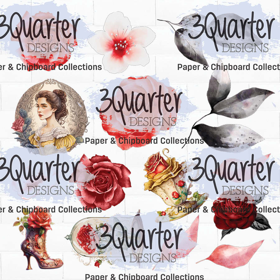 Pack de 6 papiers Spellbound Rose 15x15 cm