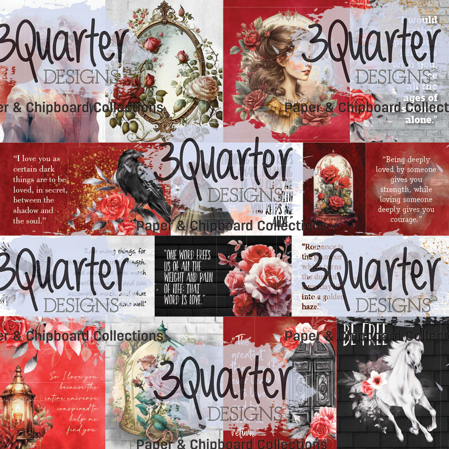 Pack de 6 papiers Spellbound Rose 15x15 cm