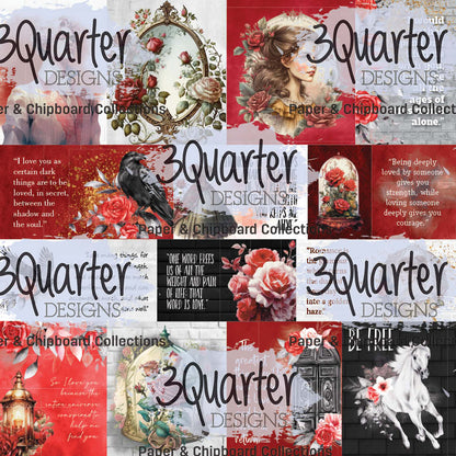 Pack de 6 papiers Spellbound Rose 15x15 cm