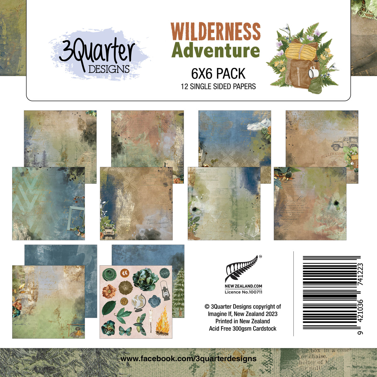 3Quarter Designs - Bloc de Papiers 6" X 6" - Wilderness Adventures
