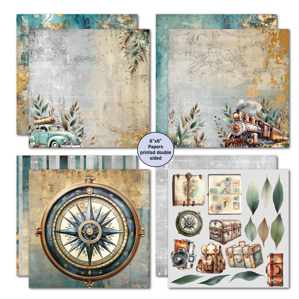 Lot de Papiers 6x6 3Quarter Designs Adventures Return