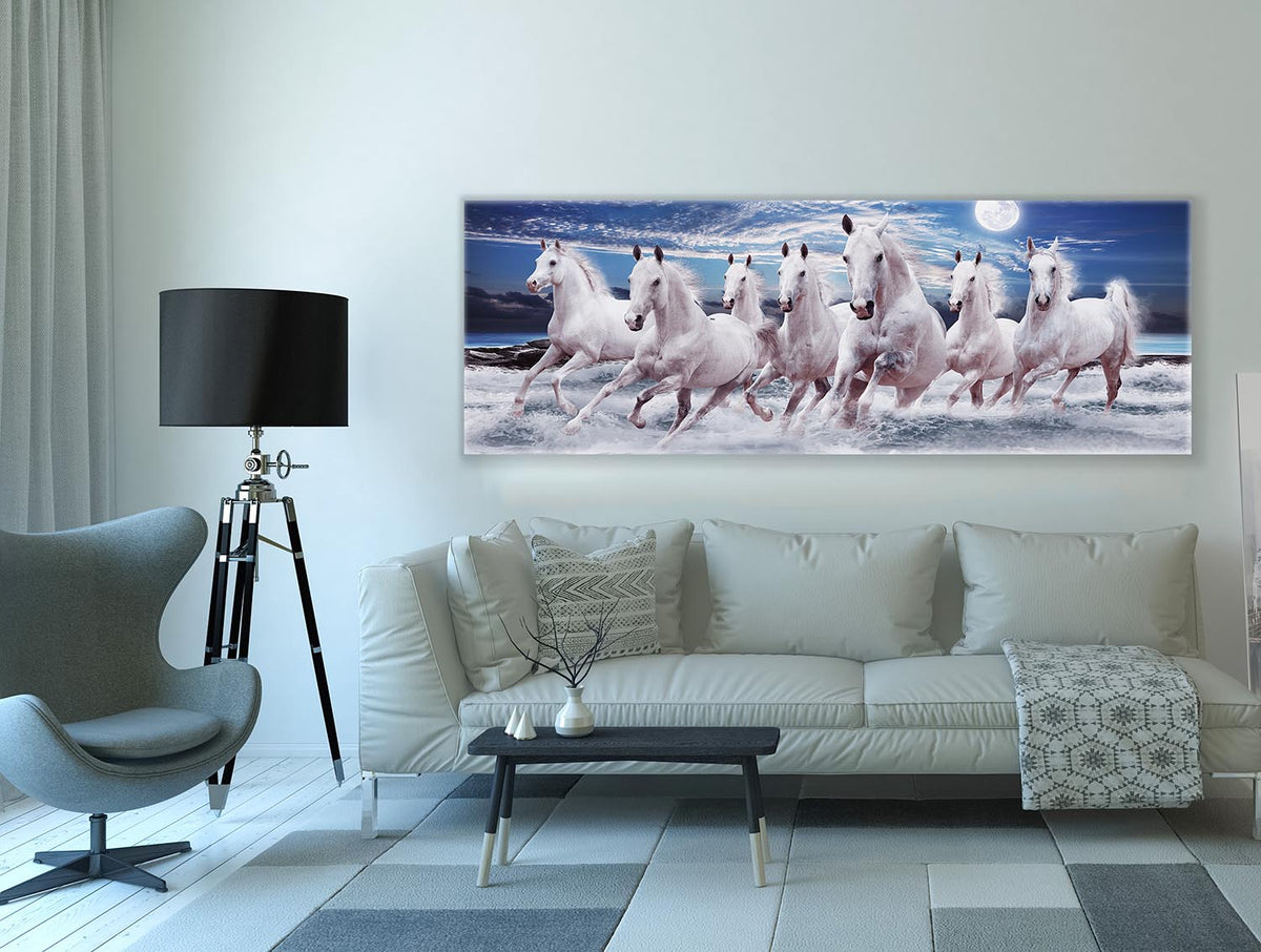 Les 7 chevaux porte-bonheur - Toile imprimée animale - Art mural