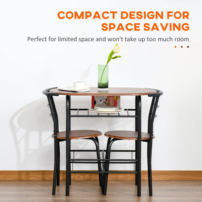 Foden 3-Piece Dining Set with Shelf, for Small Spaces-Natural Brown
