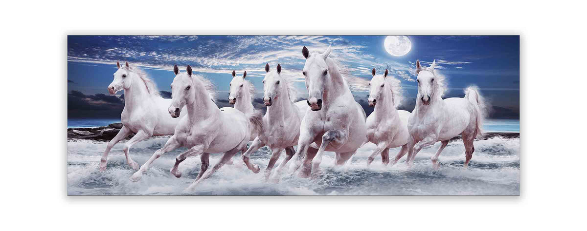 Les 7 chevaux porte-bonheur - Toile imprimée animale - Art mural