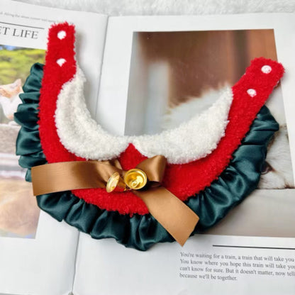 Christmas Pet Bandana – Festive Fur-Trim Holiday Accessory