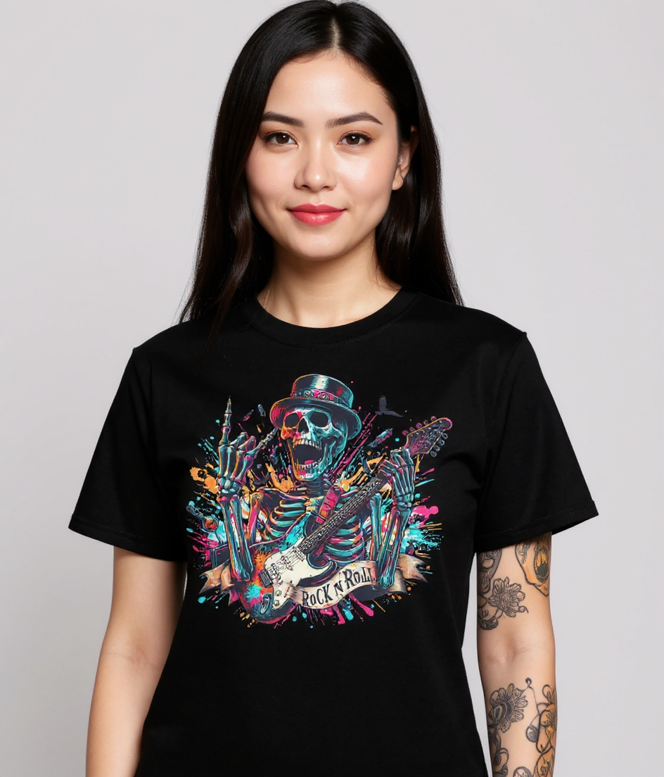 T-shirt classique unisexe Skelton Rock n Roll