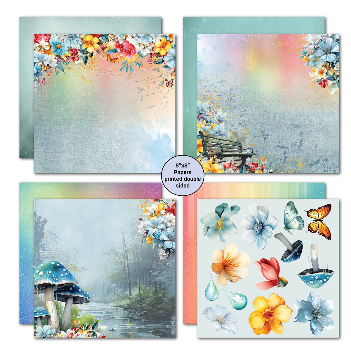 3Quarter Designs Demain l'Arc-en-ciel Lot de papier 20x20 cm