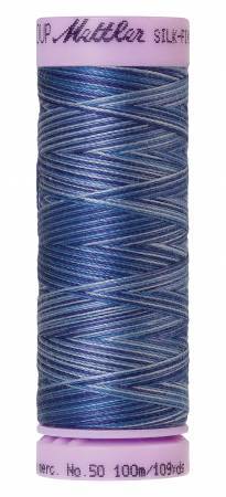 Fil de coton panaché Mettler Silk-Finish 50wt 109 yd/100 m Bleu soir