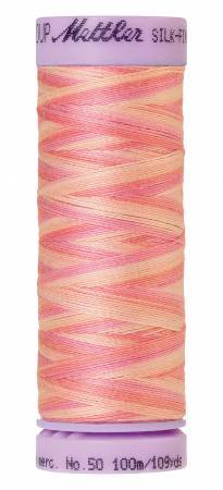 Fil de coton mercerisé Mettler Silk-Finish 50, coloris chiné, 100M (109 verges), Rose Ancien