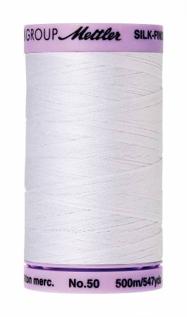 Mettler Silk-Finish Fil de coton uni 50wt 547yd/500M Blanc