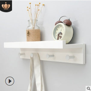 Bamboo Wall Shelf with Hooks – Creative Word Partition Floating Storage & Display Rack