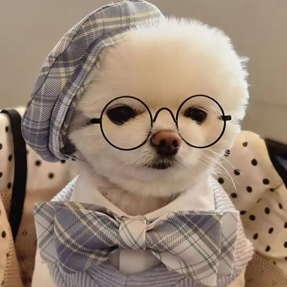 Ensemble Belinda – Ensemble de luxe à carreaux avec chapeau assorti pour chiens