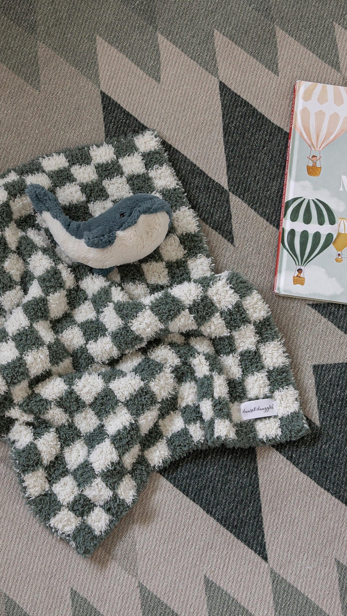 Baby's Breath & Forest Green Check Print Lovey