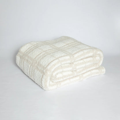 Blushing Beige & White Plaid Print Extended Throw