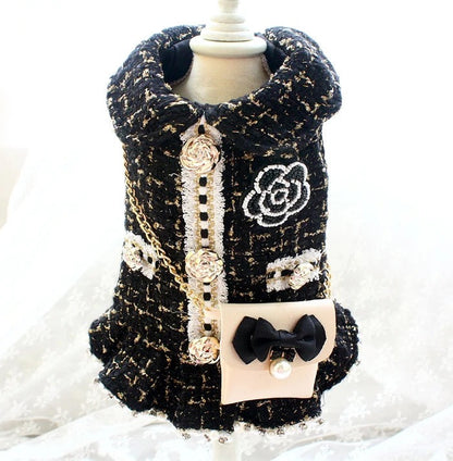 Ensemble robe et sac pour chien | Robe pour chien Coco Chewnel avec sac à main