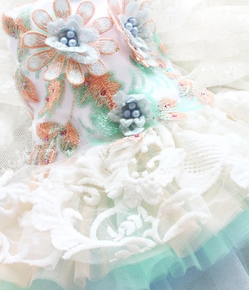 Sakura Bloom Dog Dress | Embroidered Occasion Dog Outfit