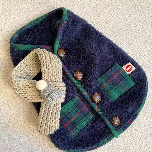 Jackson Pull & Écharpe pour Chien – Tenue d'Hiver à Carreaux pour Chiens